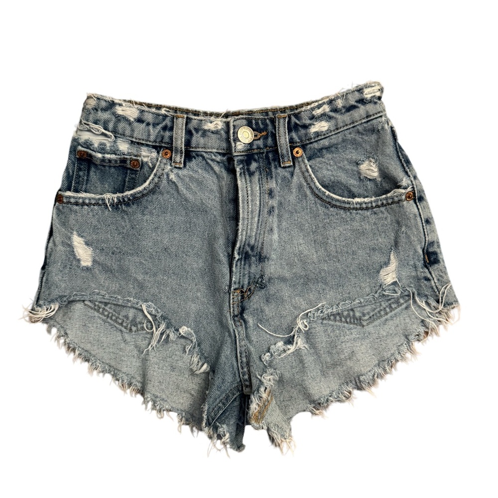 Zara High Rise Wedgie Jean Shorts
